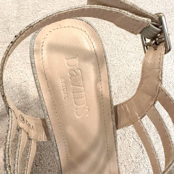 David's Bridal Silver Platform Strappy Heels, Size 8.5 - Picture 5 of 5